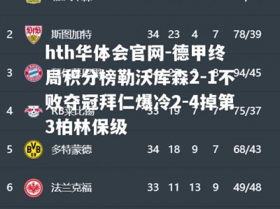 hth华体会官网-德甲终局积分榜勒沃库森2-1不败夺冠拜仁爆冷2-4掉第3柏林保级