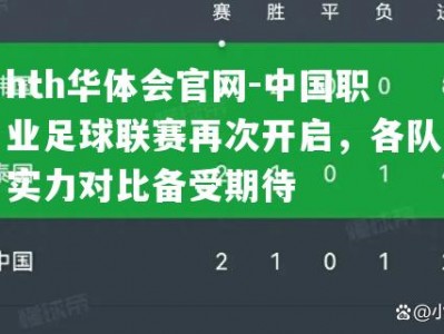 hth华体会官网-中国职业足球联赛再次开启，各队实力对比备受期待